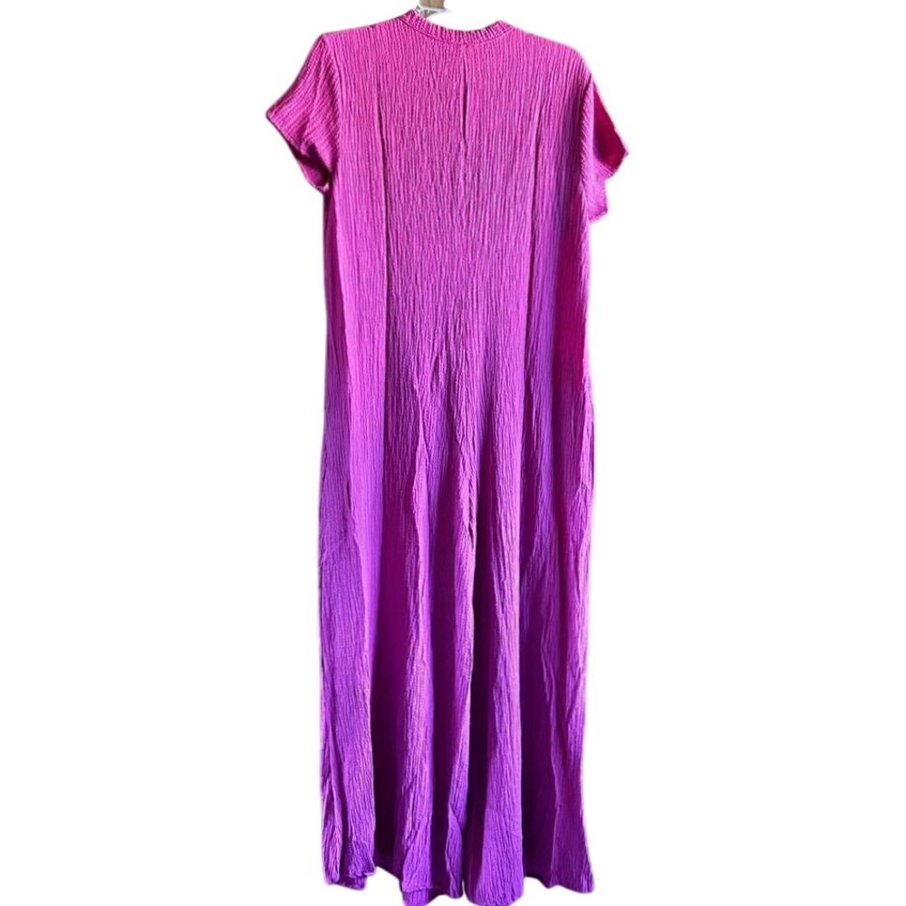 Jade by Jane XL Jumpsuit textured shirt sleeve fushia NWOT - Picture 9 of 10